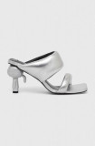 Karl Lagerfeld slapi de piele IKON HEEL femei, culoarea argintiu, cu toc drept, KL39005A