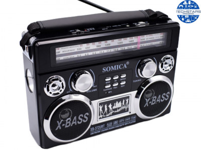 Radio portabil cu acumulator, baterii, MP3, card TF, SD, USB, FM, AM, SW, AUX, foto
