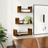 VidaXL Set rafturi de perete cu bare, 3 buc., stejar fumuriu, lemn 835446