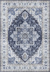 Covor Premium Belgian Model Alaska P0148-899, Marime 120 x 160 cm, Albastru, Antialergic, Poliester Reciclat, Living, Dormitor, Sufragerie, Birou foto