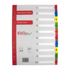 Separatoare din Carton EVOffice, Format A4, 10 Culori/Set, Index din Carton, Separatoare Bibliorafturi - Despartitoare din Carton foto