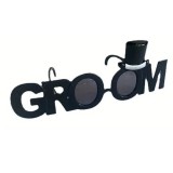 Ochelarii decorativi, flippy, tema nunta, model groom (ginere), din plastic, negru