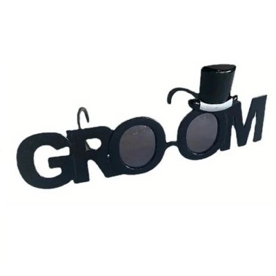 Ochelarii decorativi, flippy, tema nunta, model groom (ginere), din plastic, negru foto