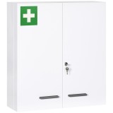 Kleankin Dulap pentru Medicamente cu 6 Rafturi cu &Icirc;ncuietoare și 2 Chei de Siguranță, Dulap din Oțel, 55x18x60 cm, Alb
