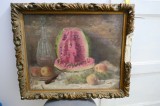 Adela Jean - Natura Moarta Fructe Ulei Carton 60 50cm Rama Epoca