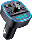 FTransmitter pentru mașină Bluetooth 5.0, TEUMI Blue Ambient Light Bluetooth Car