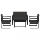 Cumpara ieftin Set mobilier relaxare gradina 4 piese cu perne poliratan negru