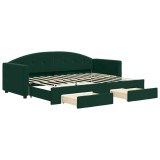 Cumpara ieftin Pat de zi cu extensie si sertare verde inchis 80x200 cm catifea