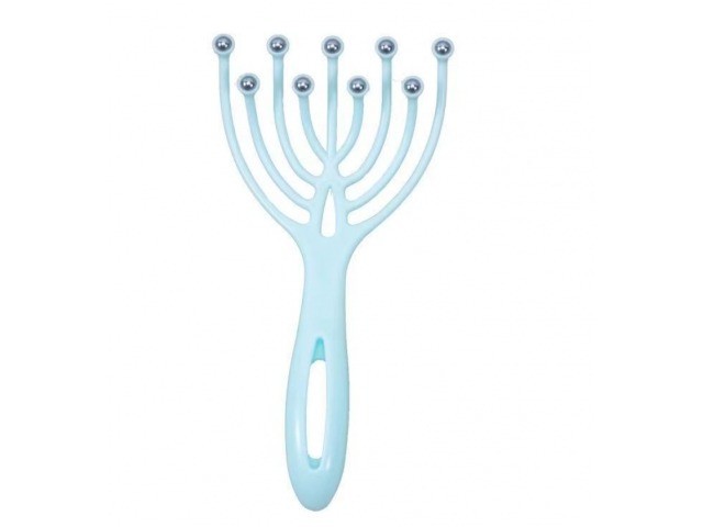 Dispozitiv pentru masaj capilar, 9 gheare, albastru, 19 cm
