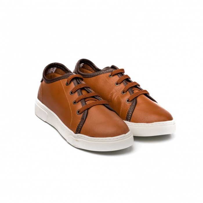 Pantofi Baieti Bibi On Way Caramel cu Siret Elastic 32 EU