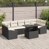 vidaXL Set de canapele din ratan negru , cu 8 piese și perne