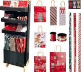 Set hartie si pungi pentru ambalare cadouri de Craciun, multicolor