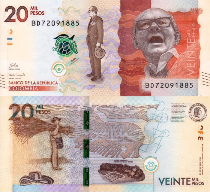 COLUMBIA 20.000 pesos 2021 UNC!!!