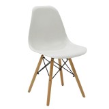 Cumpara ieftin Scaun Julita plastic alb - picior culoare lemn natural 46x50x82cm