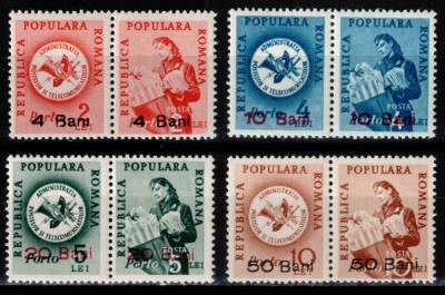 Romania 1952 LP 26, Porto duble - Postas cu supratipar, fara filigran, MNH! foto
