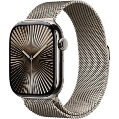 Apple Watch 10, GPS, Cellular, Carcasa Natural Titanium 46mm, Natural Milanese Loop - S/M