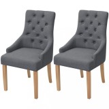 VidaXL Scaune de bucătărie, 2 buc., gri &icirc;nchis, material textil