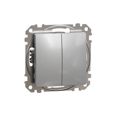 Intrerupator dublu Schneider Sedna aluminiu SDD113105 foto