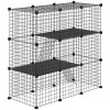 PawHut Țarc Modular pentru Animale de Companie de Talie Mică, cu Panouri și Accesorii, 105x45x105 cm, Negru | Aosom Romania