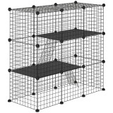 PawHut Țarc Modular pentru Animale de Companie de Talie Mică, cu Panouri și Accesorii, 105x45x105 cm, Negru | Aosom Romania