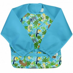 Bavetica multifunctionala cu maneci lungi Green Sprouts Aqua Sloth Jungle 12-24 luni