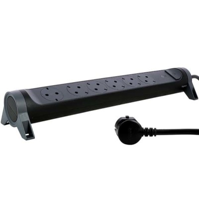 Bloc multipriza mobil rotativ 6x2P+T SPD-Supratensiune si intrerupator 1,5m Legrand 694513 foto