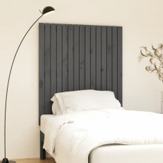 vidaXL Tăblie de pat pentru perete, gri, 95,5x3x110 cm, lemn masiv pin