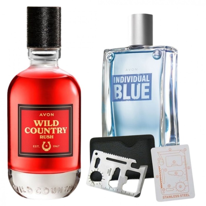 Set apa de toaleta Wild Country Rush 75 ml, apa de toaleta Individual Blue 100 ml, card multifunctional de supravietuire, otel inoxidabil