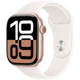 Apple Watch 10, GPS, Cellular, Carcasa Rose Gold Aluminium 46mm, Light Blush Sport Band - S/M