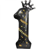 Balon din Folie Metalizata Cyrax, Negru Cifra 1