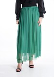 Cumpara ieftin Fusta Tulle Longuette cu jupa si elastic in talie - Verde