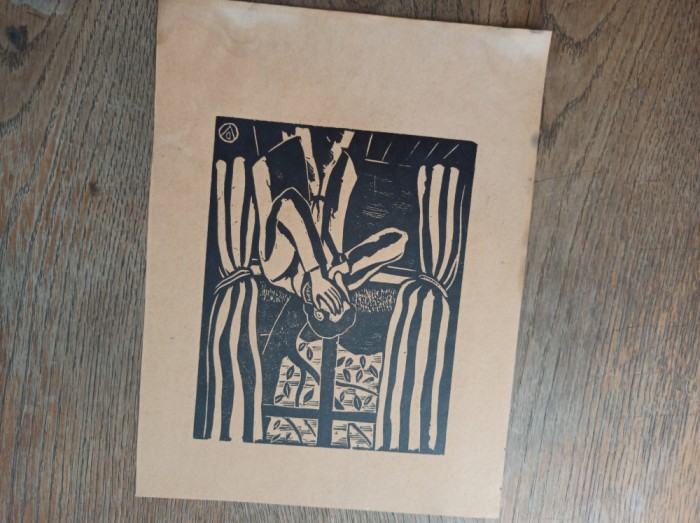 VASILE DOBRIAN, Litografie- DUREREA, semnata in placa