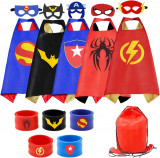 Rand Kids Dress Up 5PCS Superhero Capes Set și Slap Brățări pentru Băieți Costum, Oem