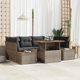 VidaXL Set de canapele de grădină 6 piese , gri, cu perne din rattan polietilenă