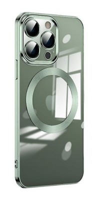 Husa Luxury MagSafe compatibila cu iPhone 15, Full protection, Margini colorate, Verde foto