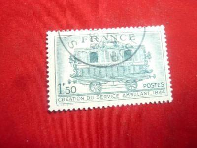 Serie 1944 - 100 Ani-Serviciul Postal Ambulant Franta , 1 valoare stampilata foto