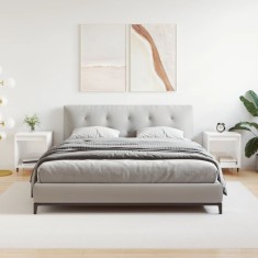 Gossi noptiere, 2 buc., alb extralucios, 40x35x50 cm, lemn compozit