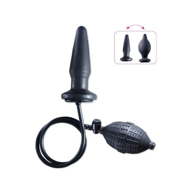 Plug Anal Gonflabil din Silicon, Negru, Medium foto