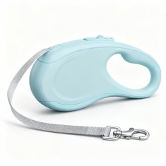 Lesa retractabila pentru caini, franare si blocare cu o singura mana, ABS/Nylon, 5 m, Albastru