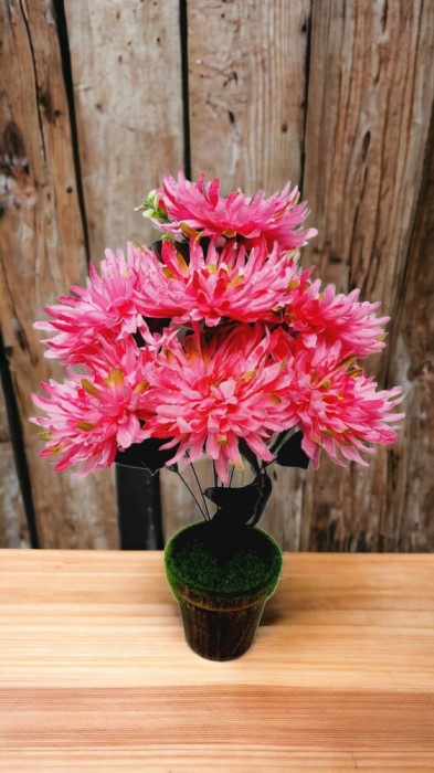 Floare artificială crizantemă roz inserție verde