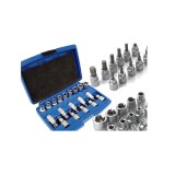 Trusa tubulare tip E si Torx, 1/2",19 piese, Silver