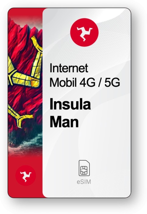 eSIM Internet Insula Man, valabil 15 zile, trafic Nelimitat