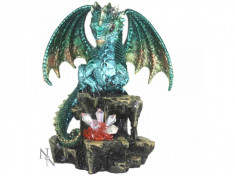 Statueta dragon cu cristale Emeraldon 16 cm foto