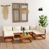Gossi set mobilier gradina cu perne, 7 piese, crem, lemn masiv acacia