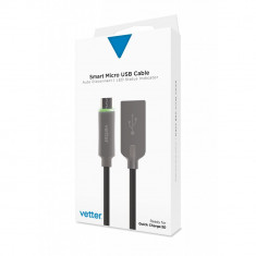 Cablu De Date Vetter Micro USB Auto Disconnect Led Status Indicator 1.2M Black CAVTMSBAD1D