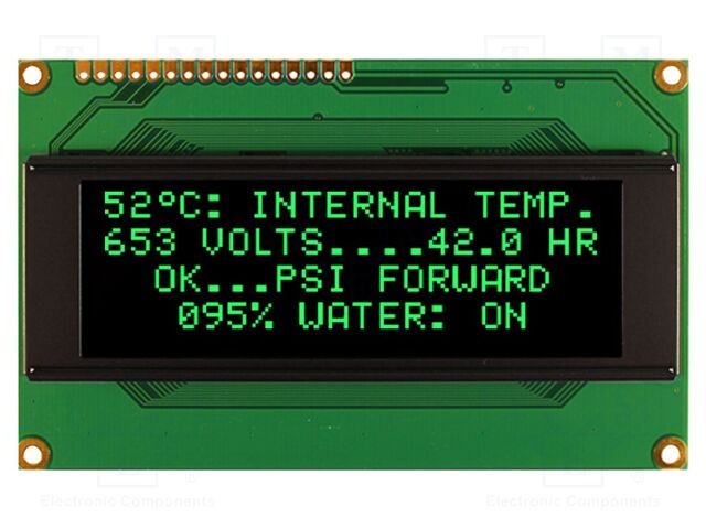 Afișaj OLED alfanumeric 20x4 NEWHAVEN DISPLAY, Dimensiuni 98x60x10mm, Verde, PIN 16