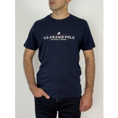 U.S. Grand POLO Tricou barbati cu imprimeu text, Regular fit, Bleumarin inchis