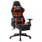 VidaXL Scaun gaming cu suport picioare, negru/oranj, piele ecologică