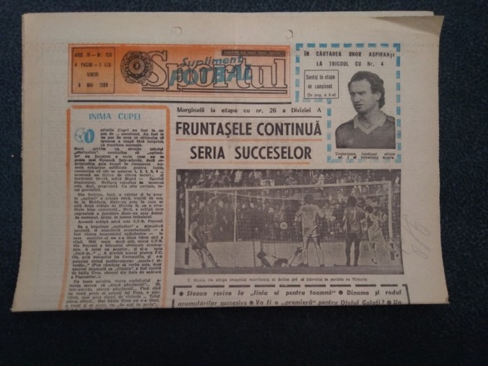 ZIARUL SPORTUL SUPLIMENT FOTBAL 6 MAI 1988