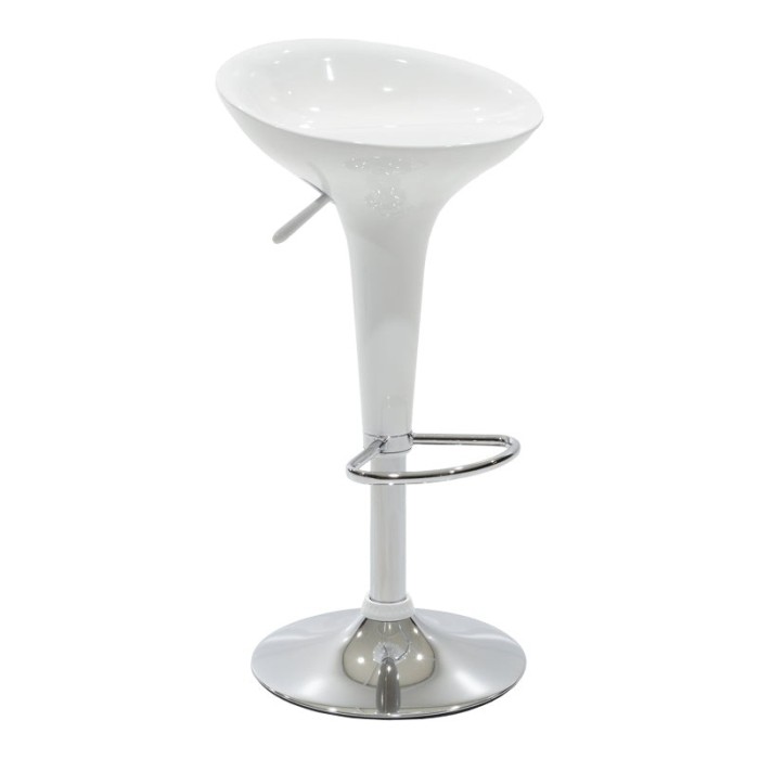 Scaun de bar Felice reglabil pe inaltime baza alb-crom 40x43x84cm
